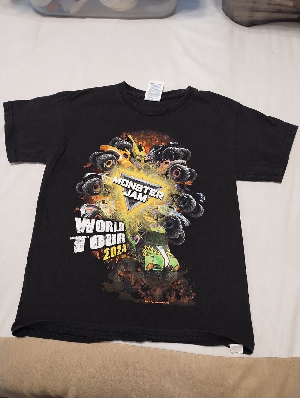 5/$25 Monster Jam World Tour 2024 Kids Black Graphic Tee